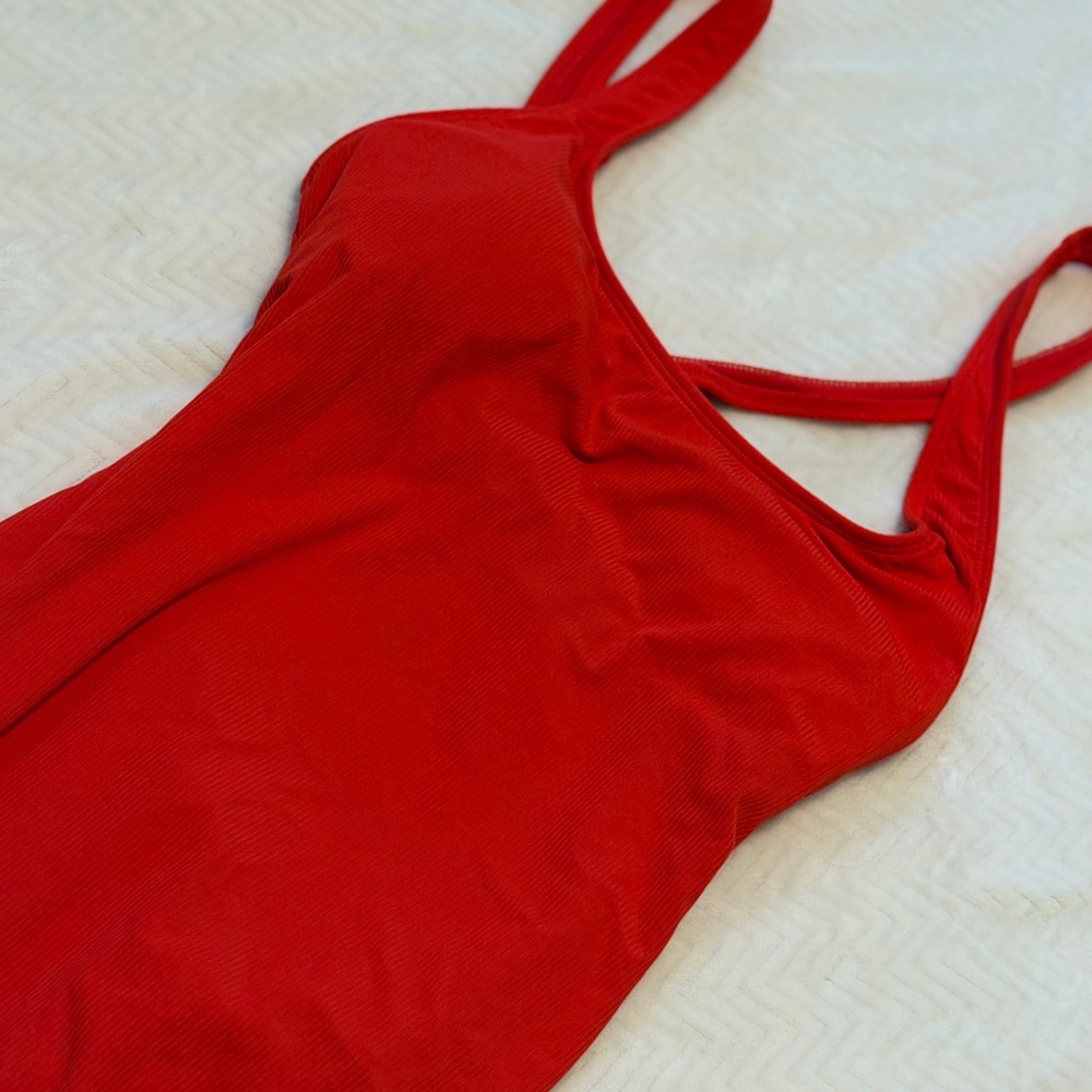 Classic Solid Red One-Piece Swimsuit